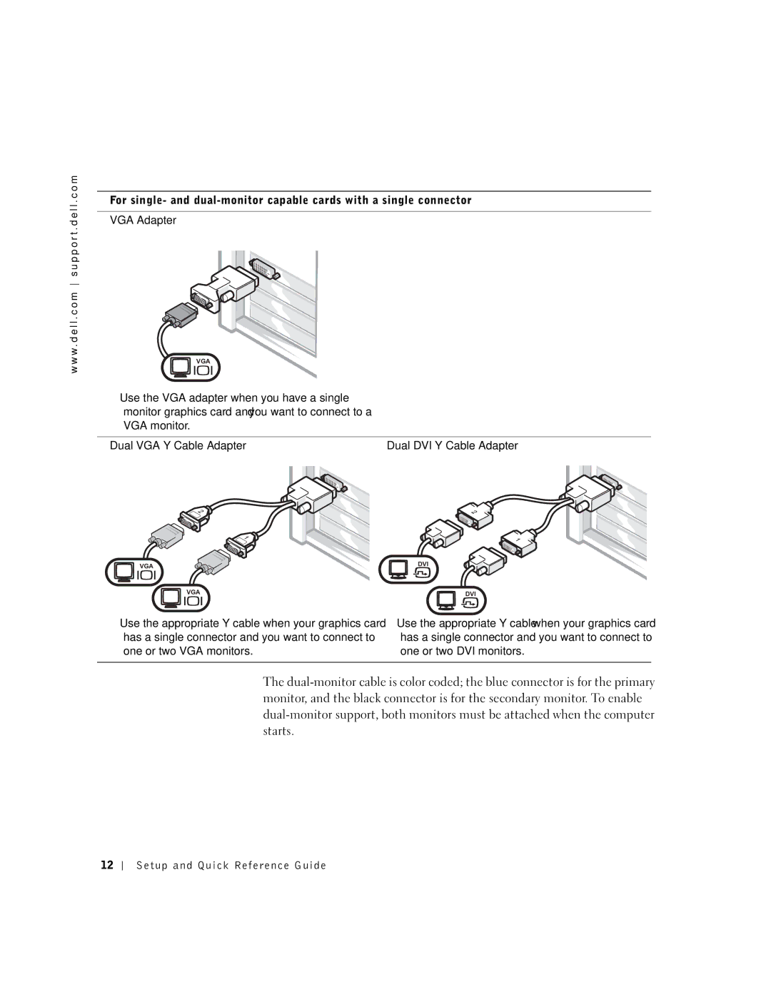 Dell 6T341 manual Has a single connector and you want to connect to, One or two VGA monitors One or two DVI monitors 