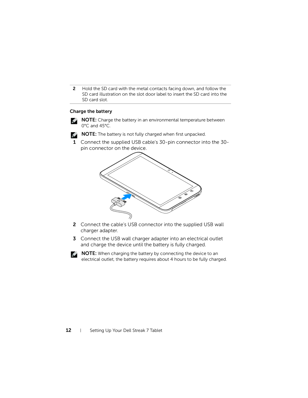 Dell user manual Setting Up Your Dell Streak 7 Tablet 