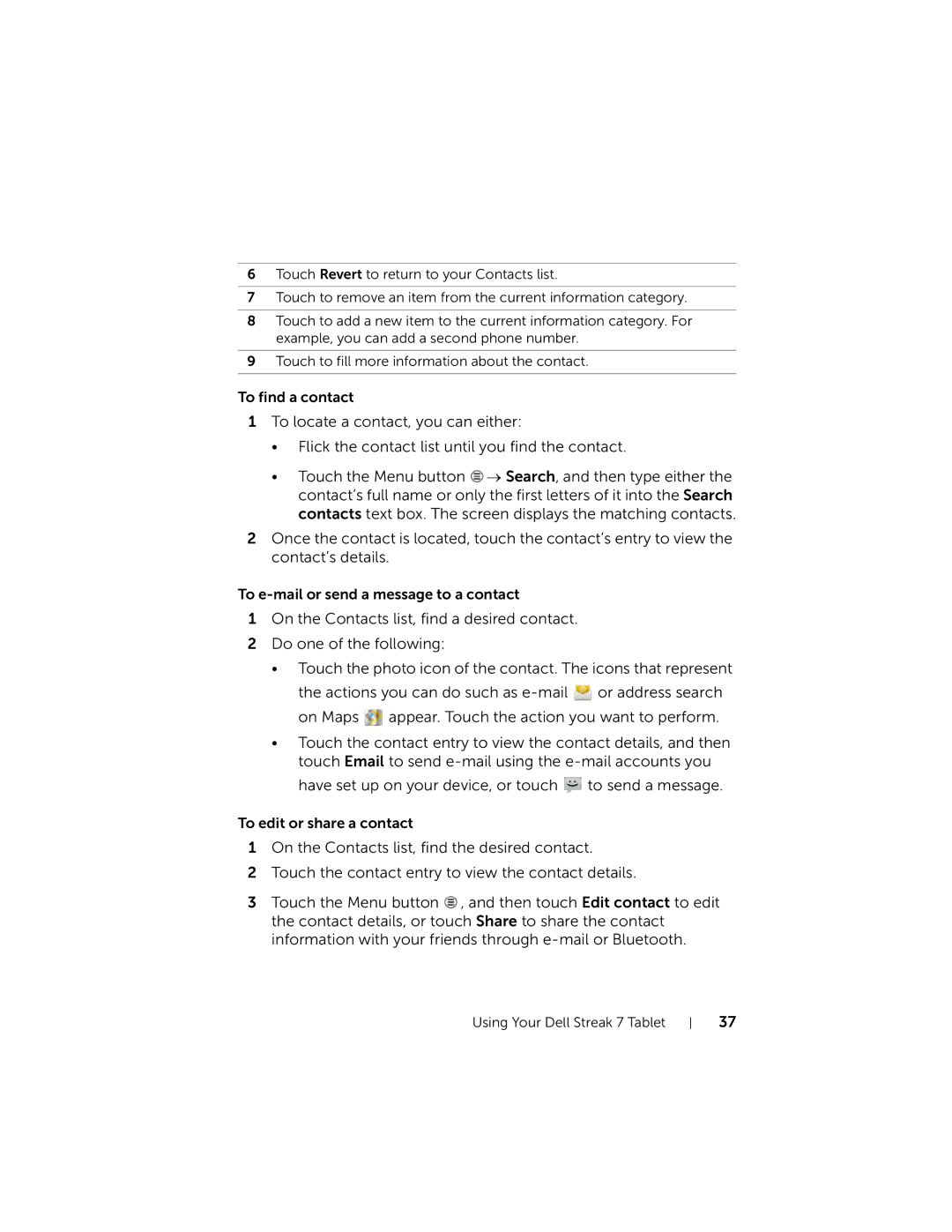 Dell user manual Using Your Dell Streak 7 Tablet 