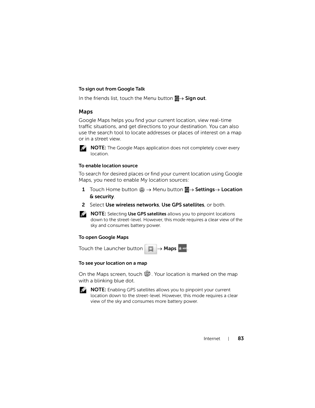 Dell 7 user manual Maps 