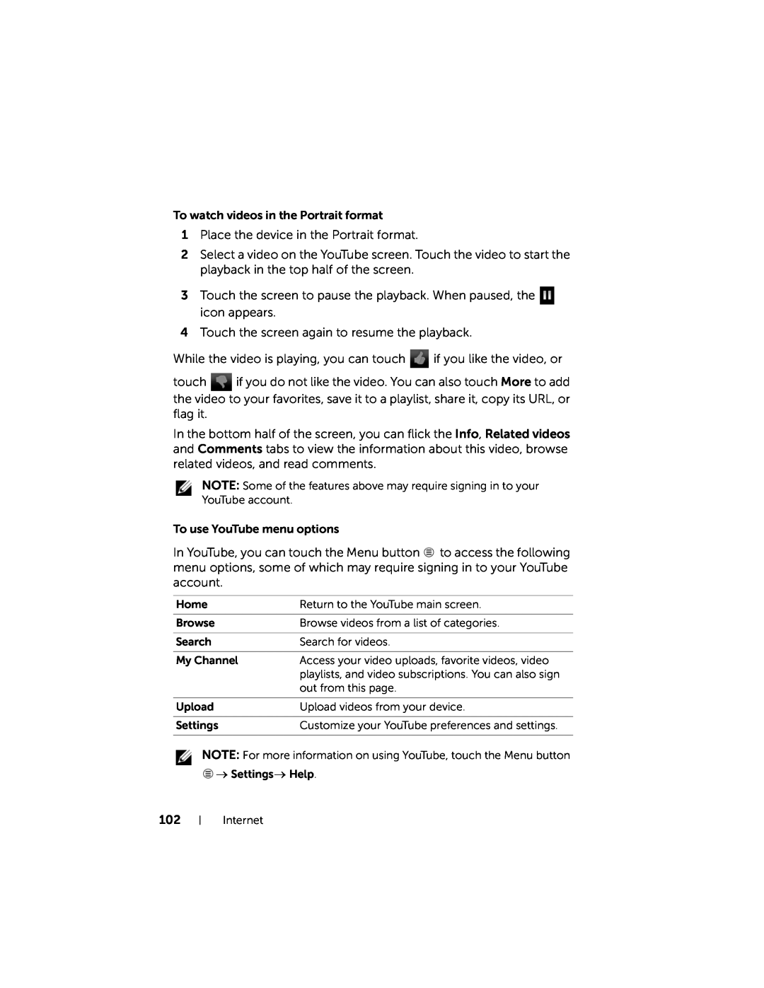 Dell 7 user manual To watch videos in the Portrait format 