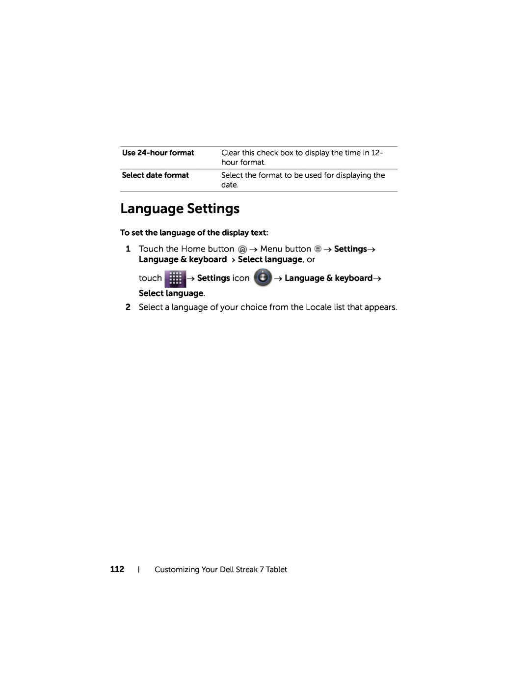 Dell 7 user manual Language Settings 