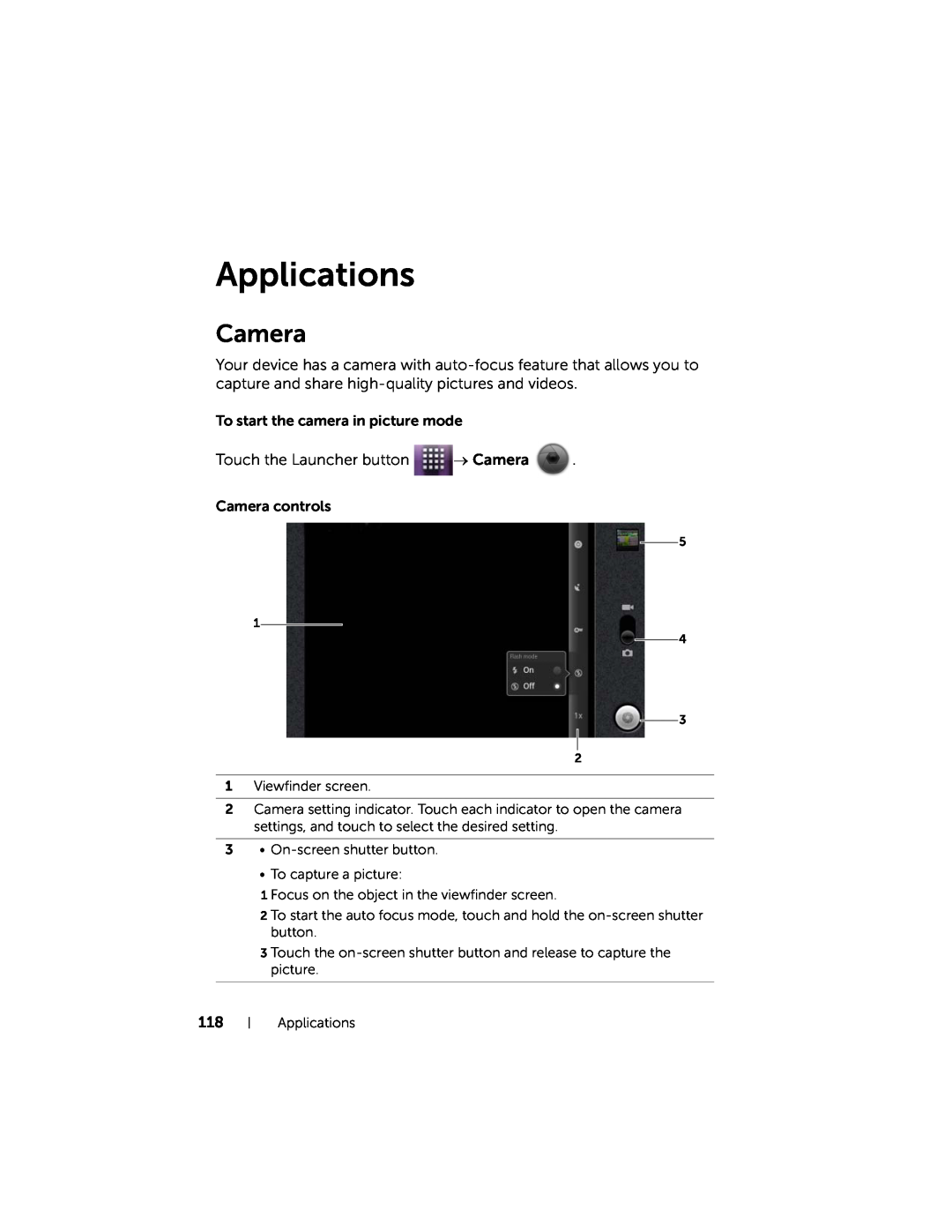 Dell 7 user manual Applications, Camera 