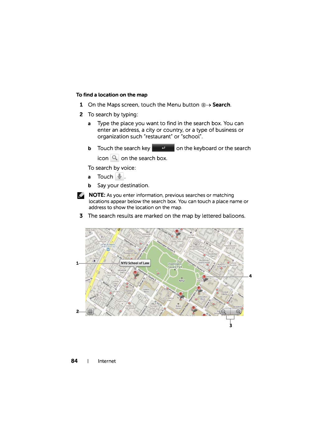 Dell 7 user manual To find a location on the map 