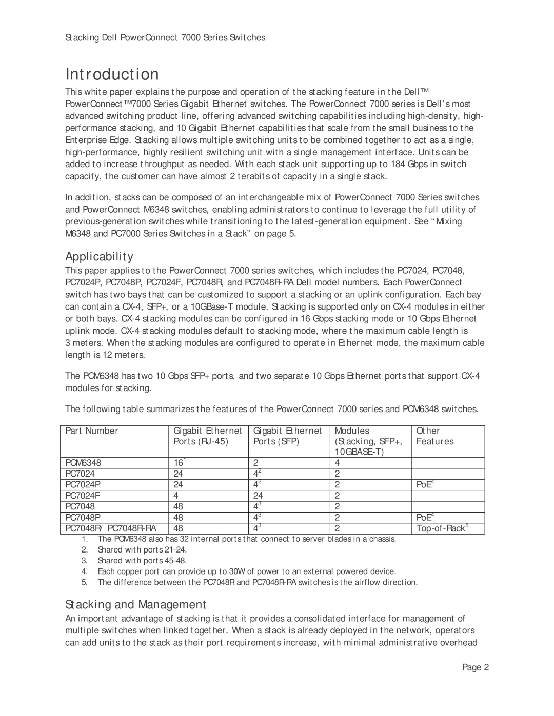 Dell 7000 Series manual Introduction, Applicability, Stacking and Management 