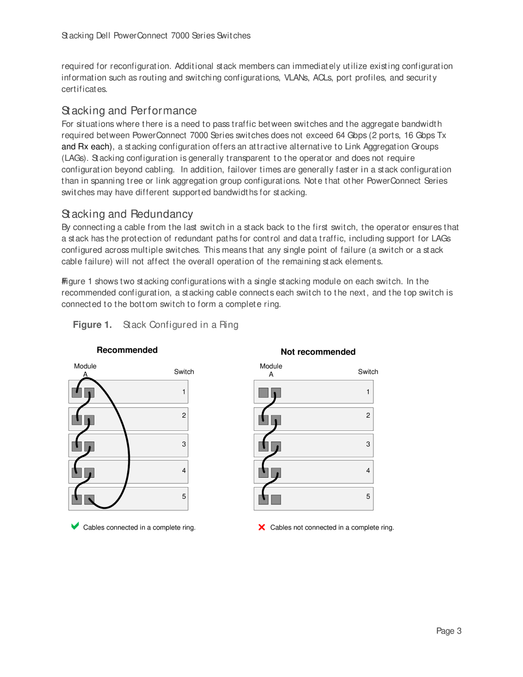 Dell 7000 Series manual Stacking and Performance, Stacking and Redundancy 