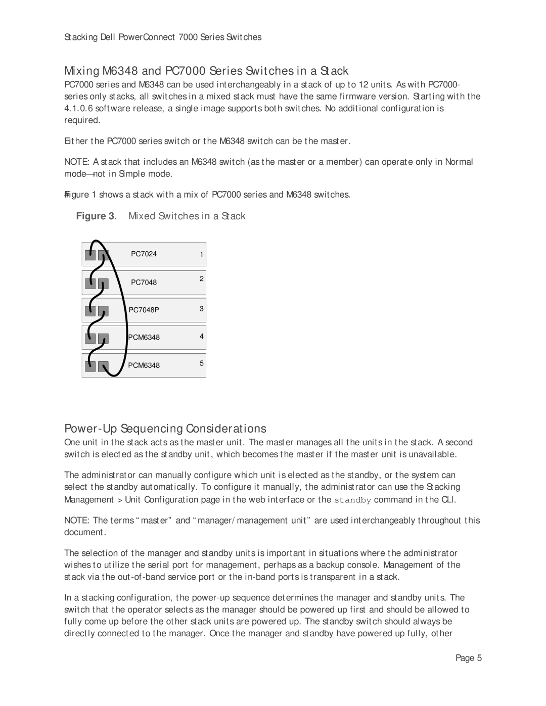 Dell manual Mixing M6348 and PC7000 Series Switches in a Stack, Power-Up Sequencing Considerations 