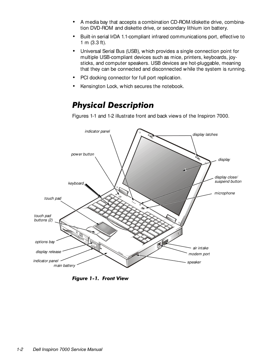 Dell 7000 manual 3K\VLFDOHVFULSWLRQ, LJXUHURQW9LHZ 