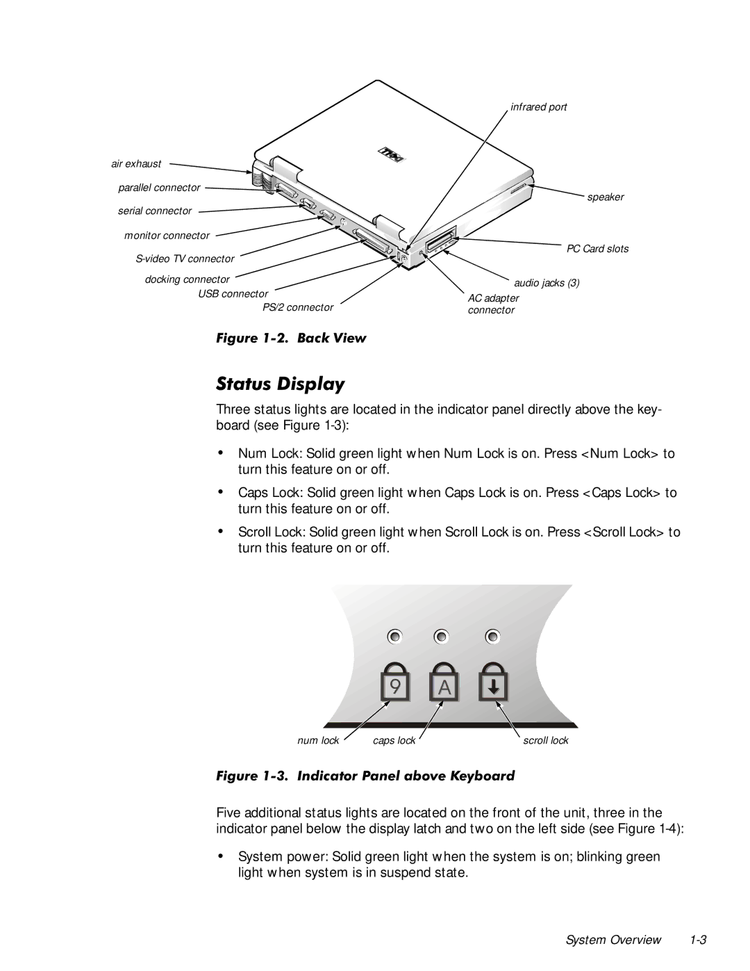 Dell 7000 manual 6WDWXVLVSOD, LJXUH,QGLFDWRU3DQHODERYH.H\ERDUG 