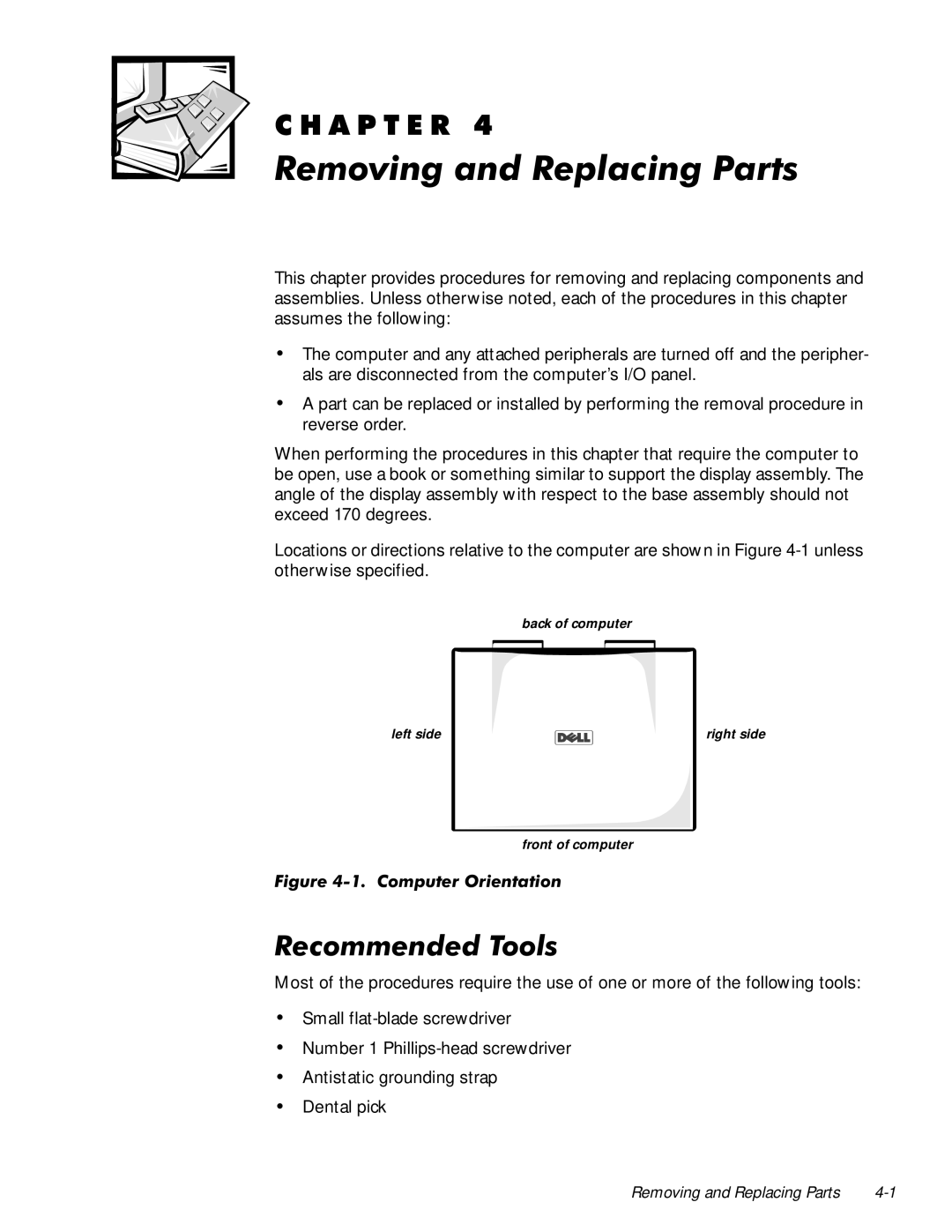 Dell 7000 manual 5HFRPPHQGHG7RROV, LJXUH&RPSXWHU2ULHQWDWLRQ 