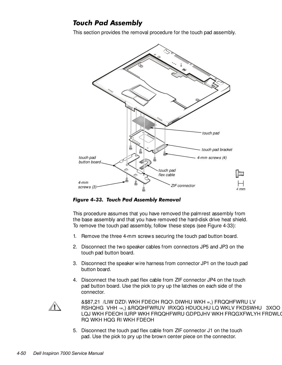 Dell 7000 manual LJXUH7RXFK3DG$VVHPEO\5HPRYDO 