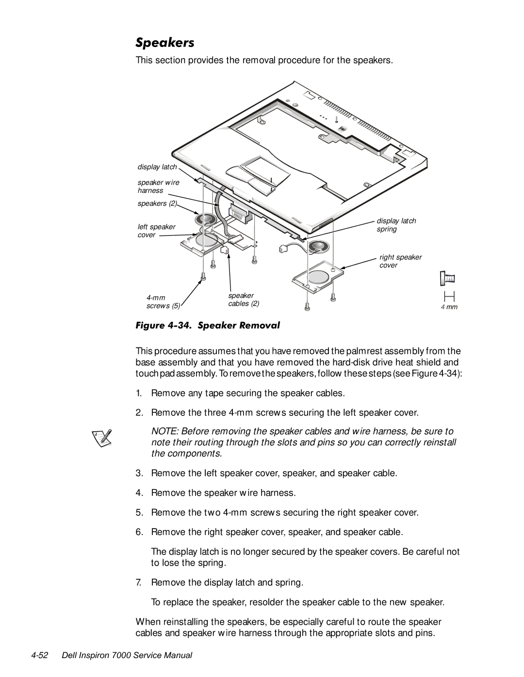 Dell 7000 manual 6SHDNHUV, LJXUH6SHDNHU5HPRYDO 