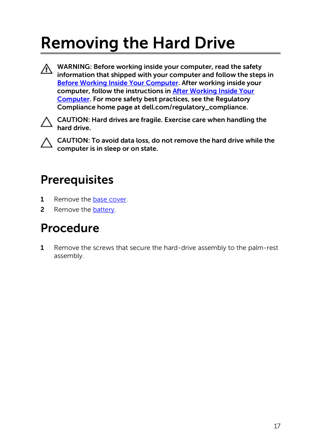 Dell 7000 service manual Removing the Hard Drive 