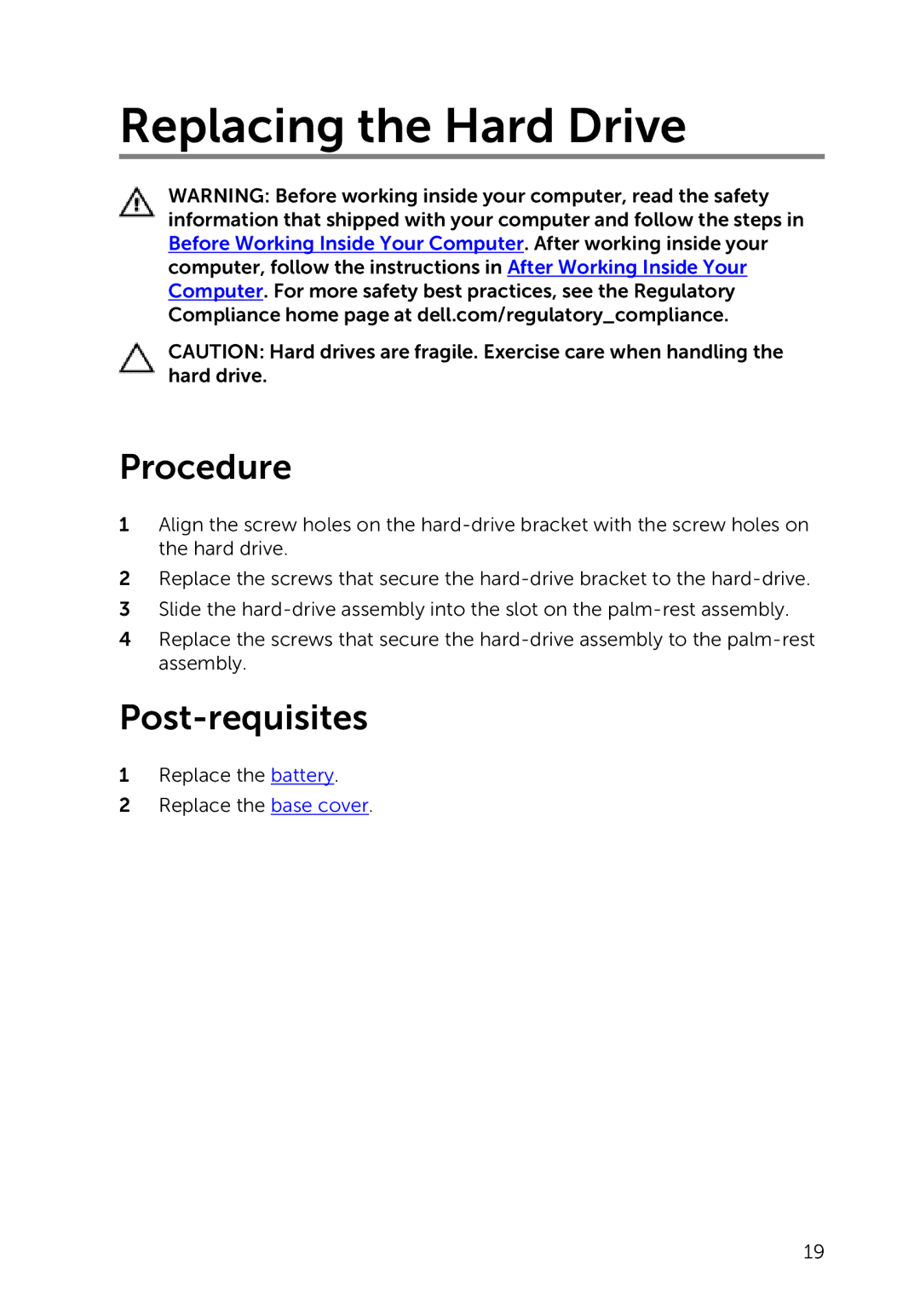 Dell 7000 service manual Replacing the Hard Drive 