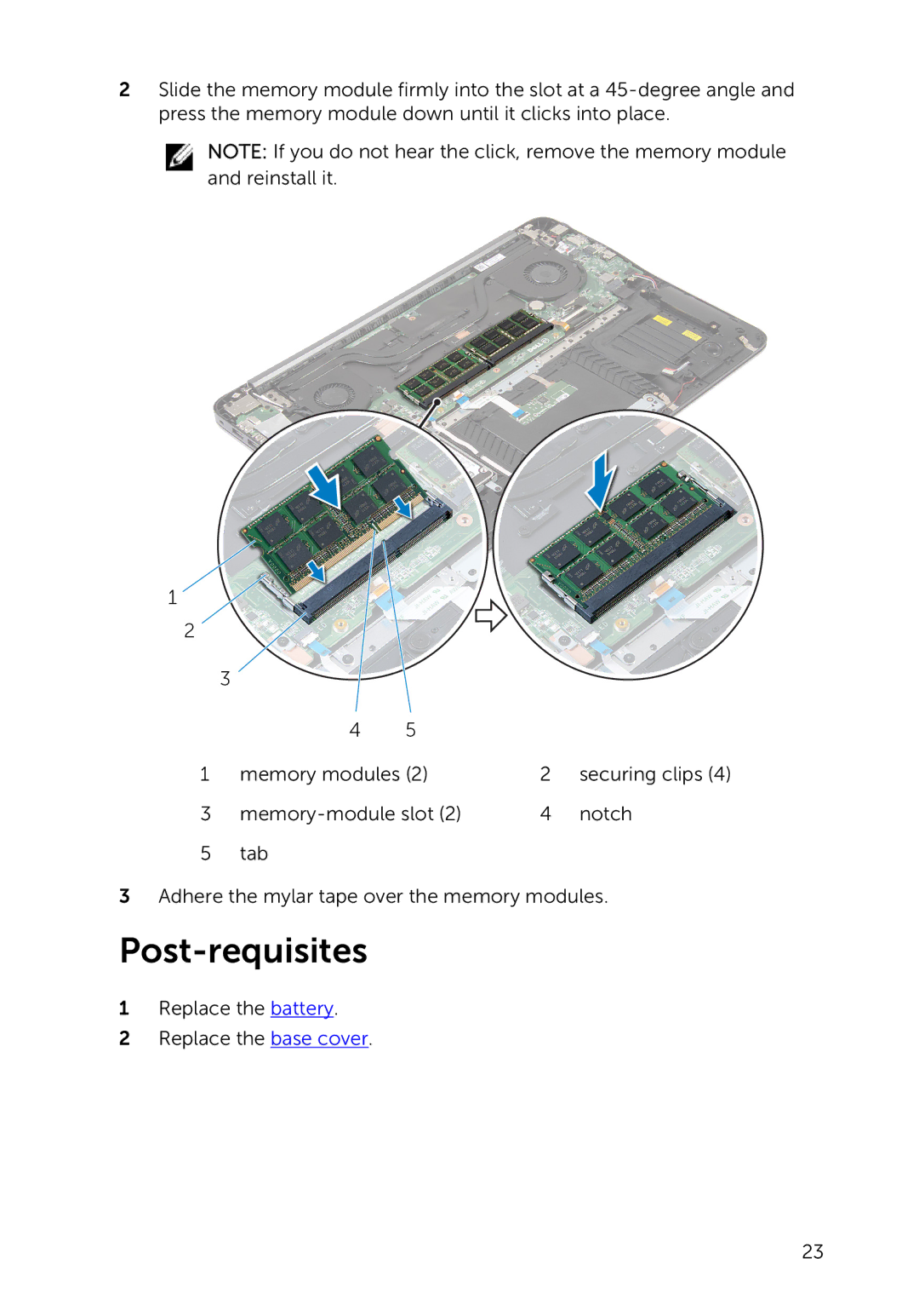 Dell 7000 service manual Securing clips 