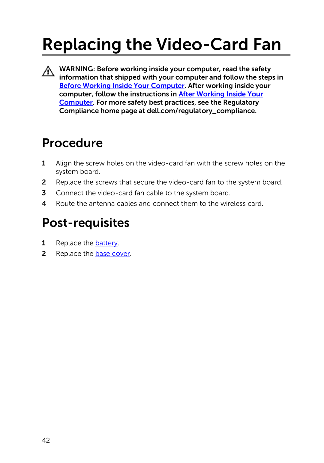 Dell 7000 service manual Replacing the Video-Card Fan 