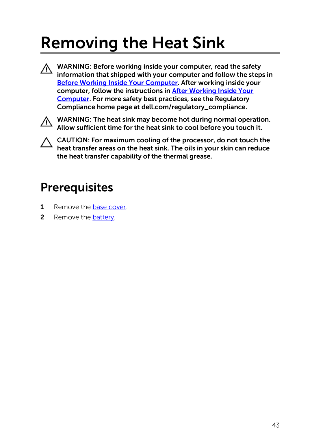 Dell 7000 service manual Removing the Heat Sink 