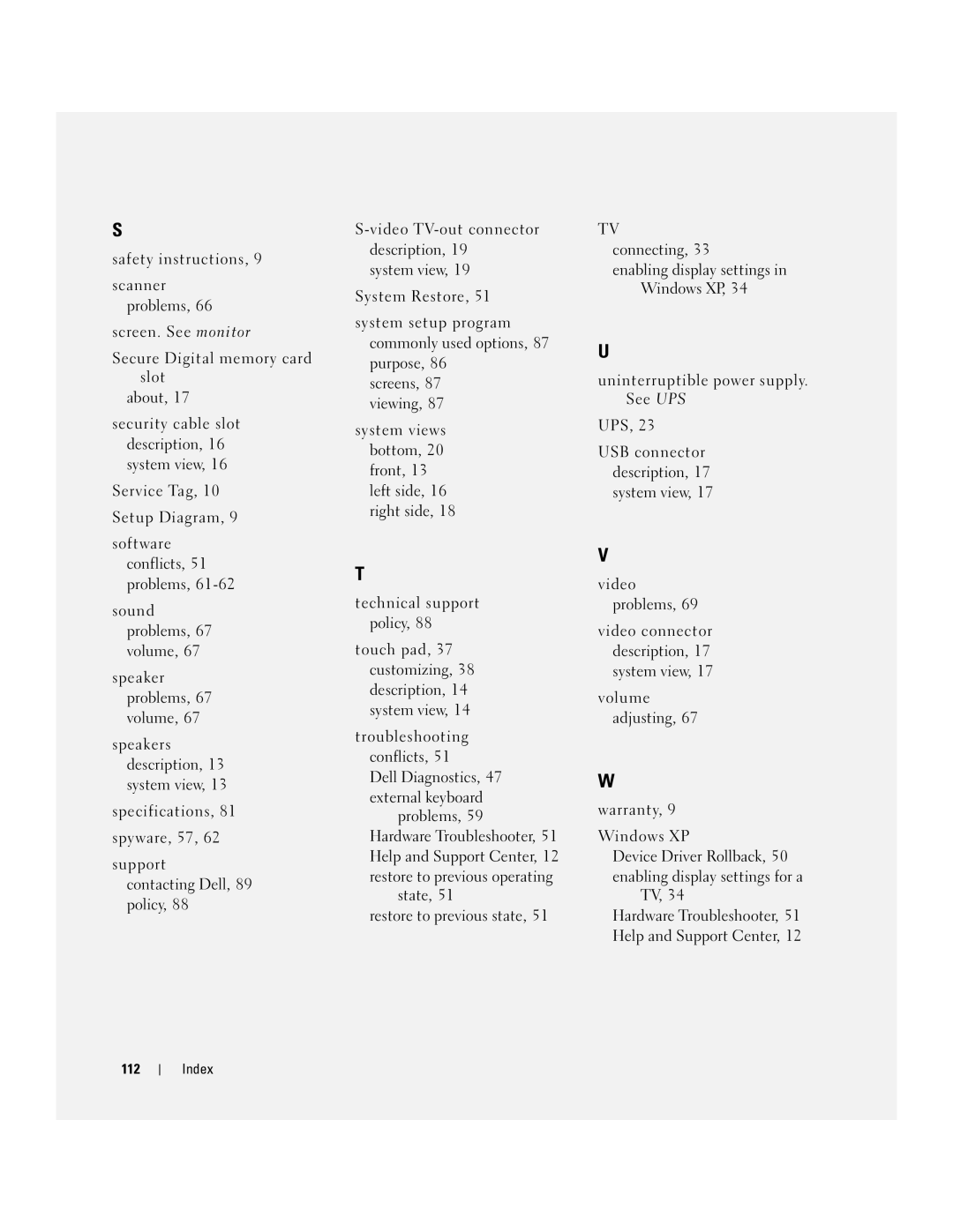 Dell 700M PP07S owner manual Index 