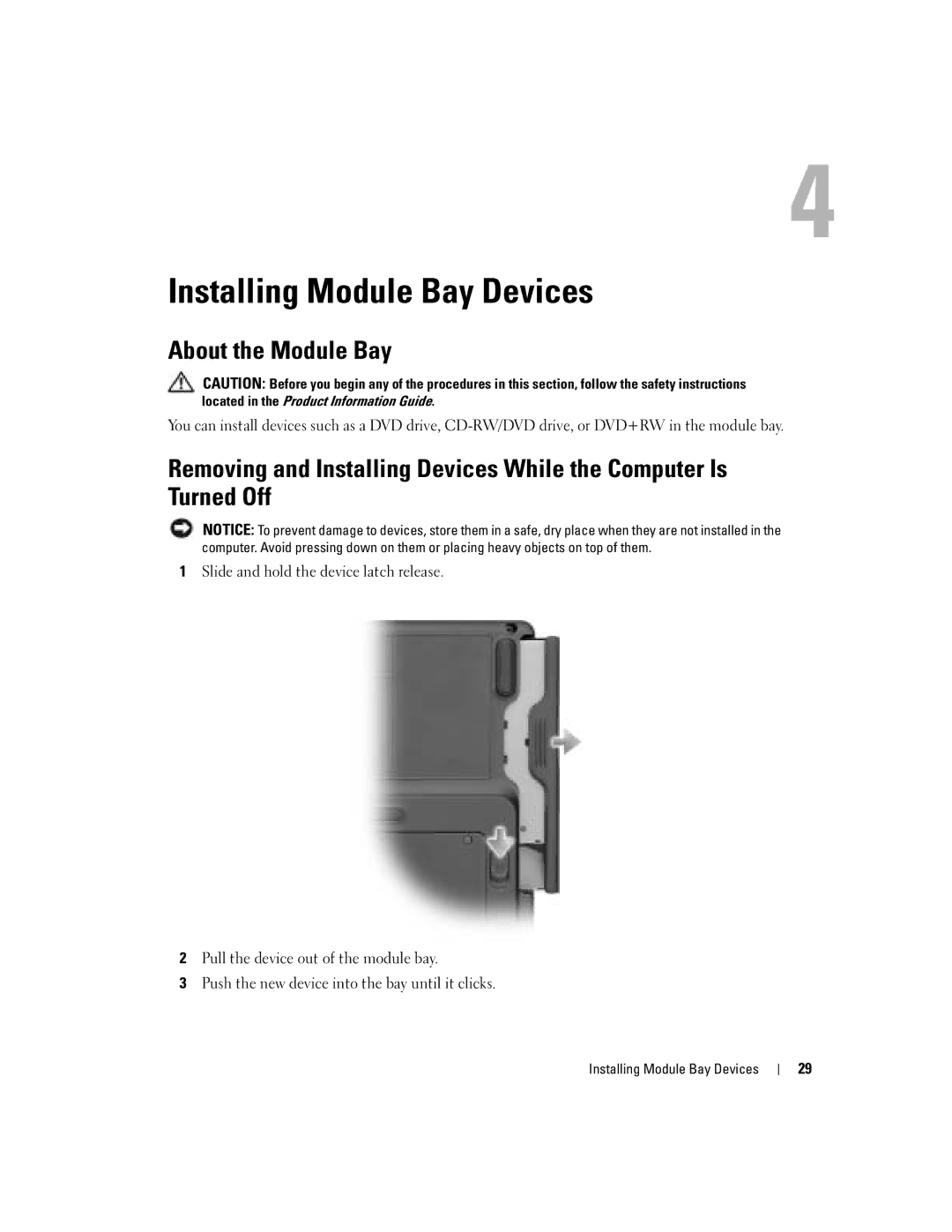 Dell 700M PP07S owner manual Installing Module Bay Devices, About the Module Bay 