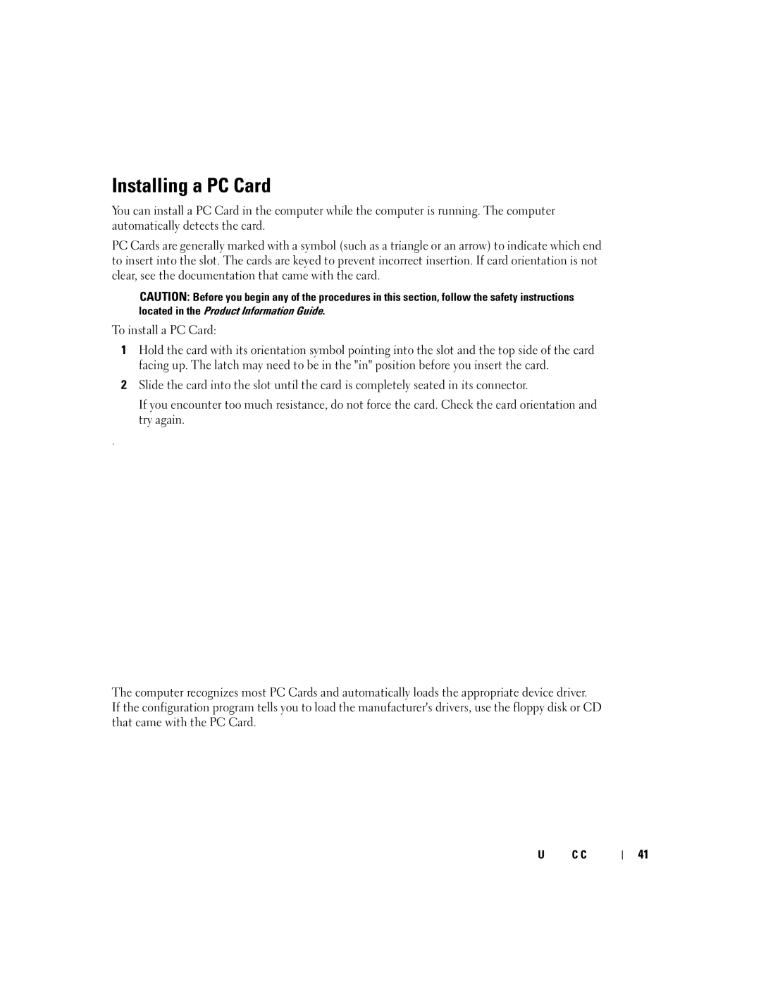 Dell 700M PP07S owner manual Installing a PC Card 