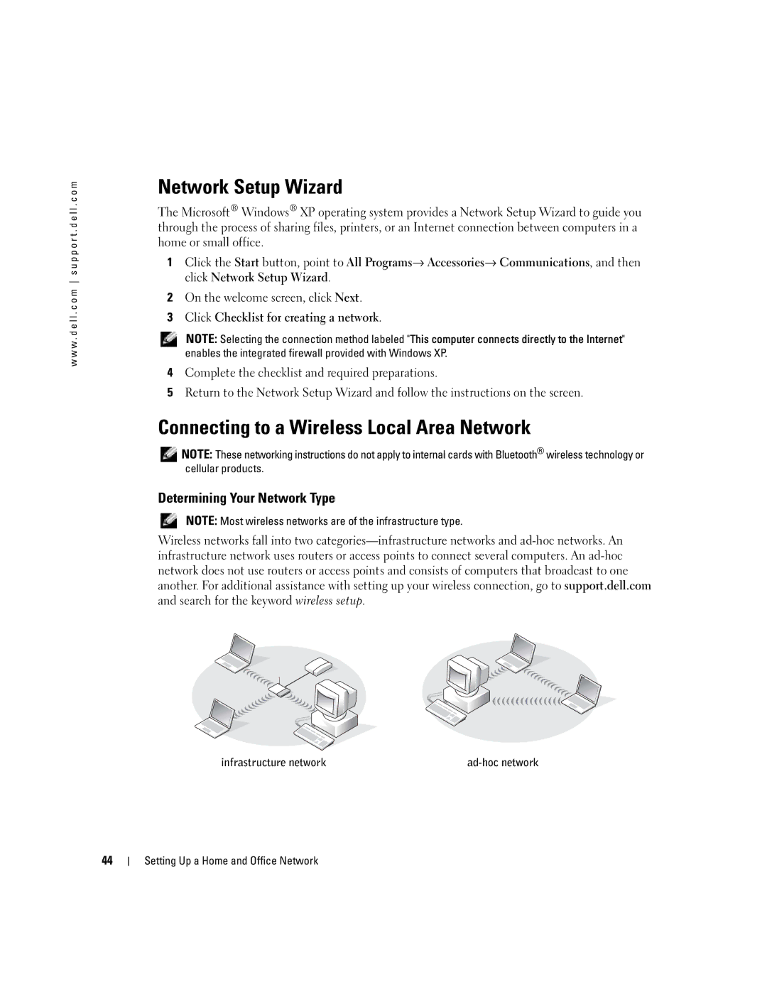 Dell 700M PP07S Network Setup Wizard, Connecting to a Wireless Local Area Network, Determining Your Network Type 