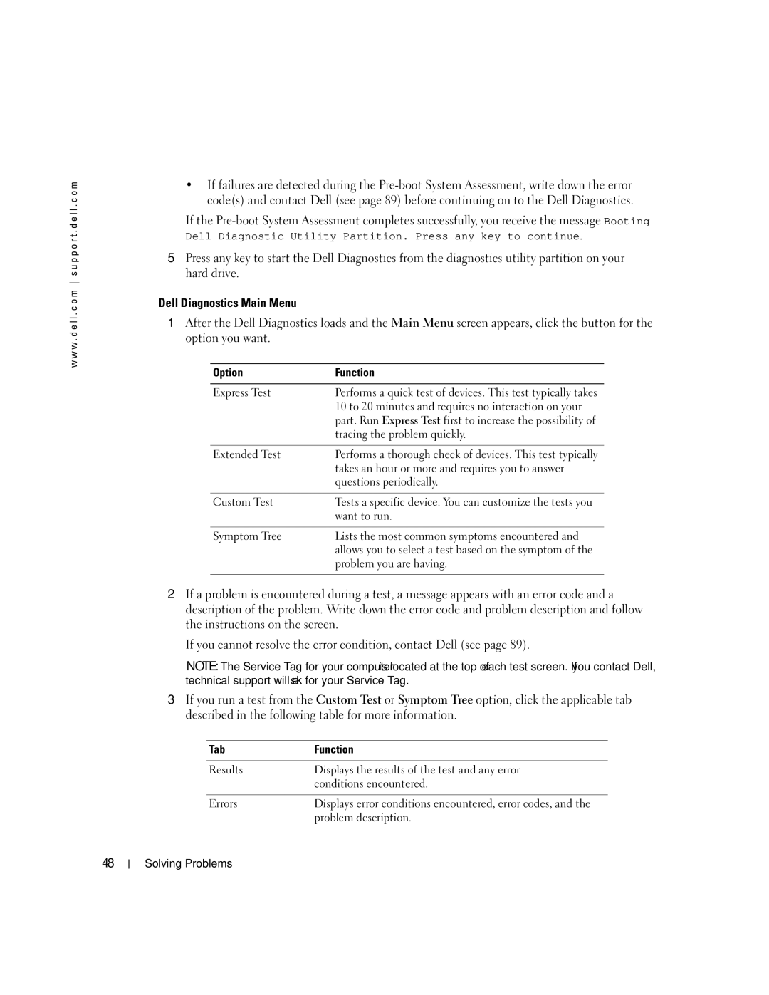 Dell 700M PP07S owner manual Option Function, Tab Function 