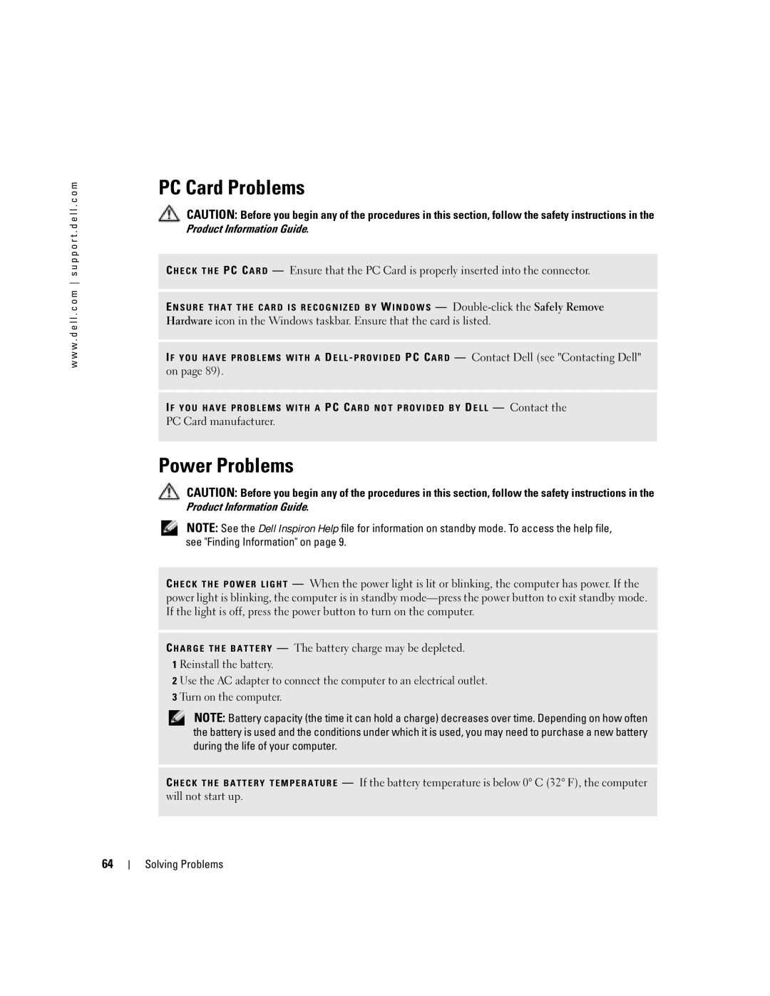 Dell 700M PP07S owner manual PC Card Problems, Power Problems 