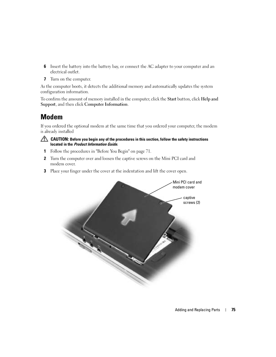 Dell 700M PP07S owner manual Modem 