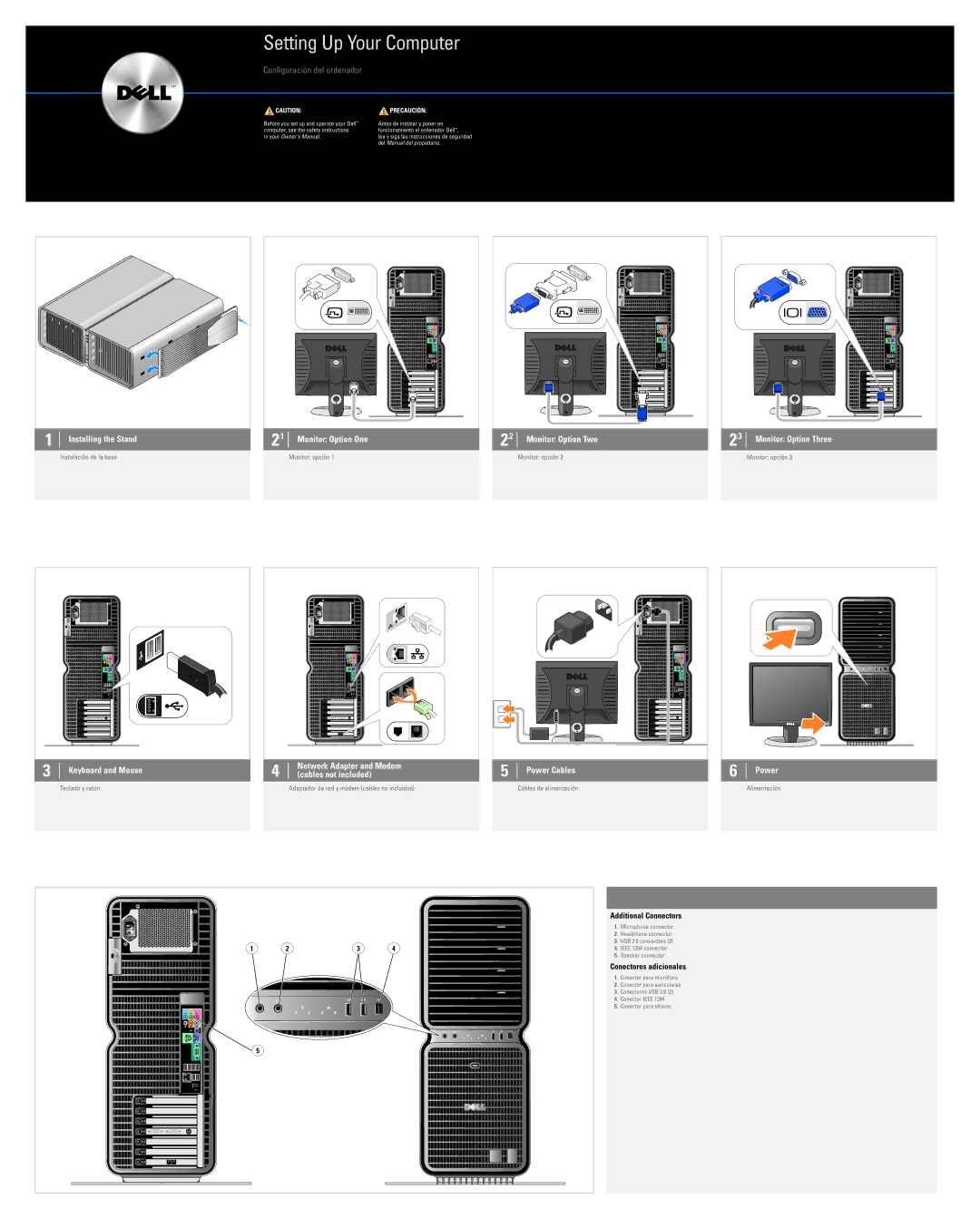 Dell 710 manual Setting Up Your Computer, Keyboard and Mouse, Power Cables 