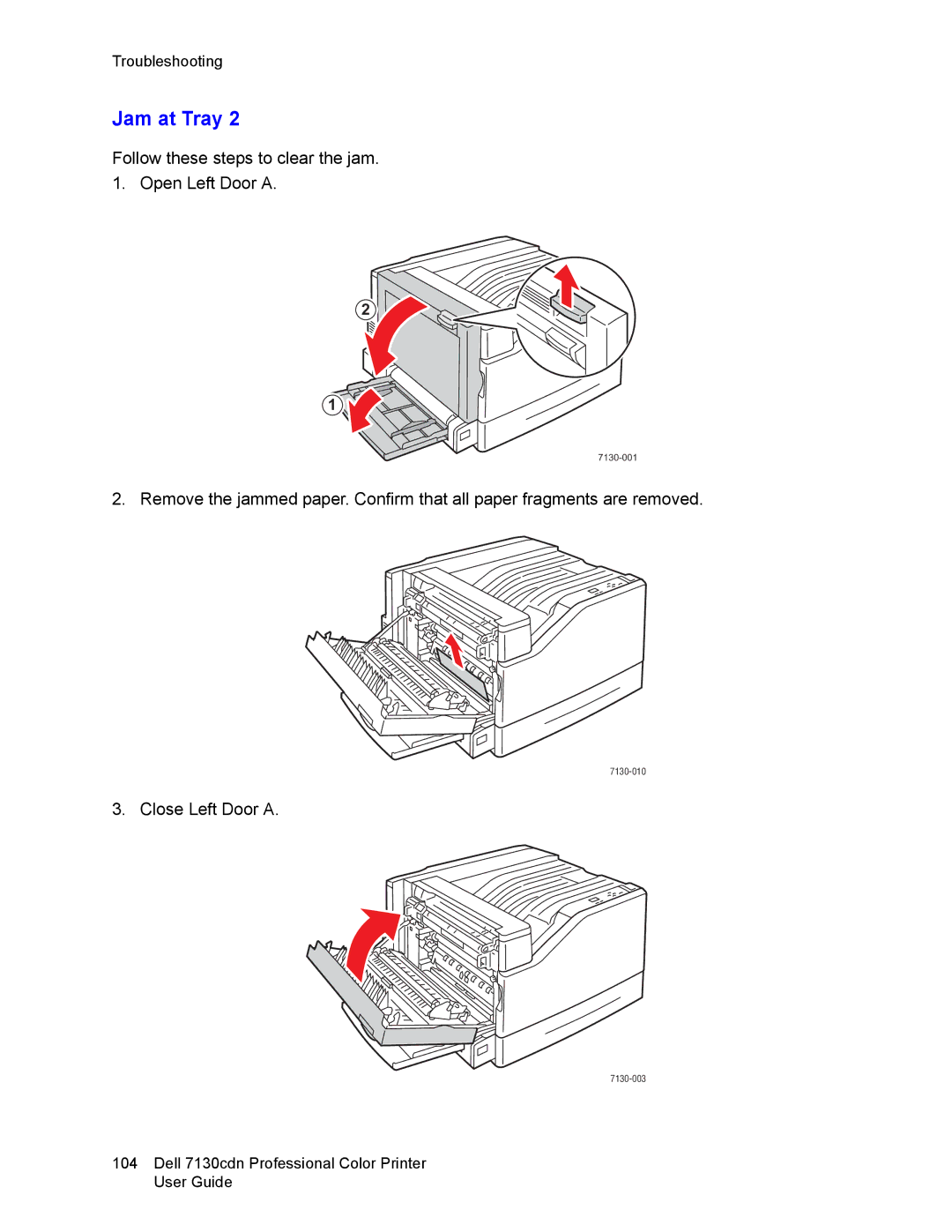 Dell 7130cdn manual Jam at Tray 