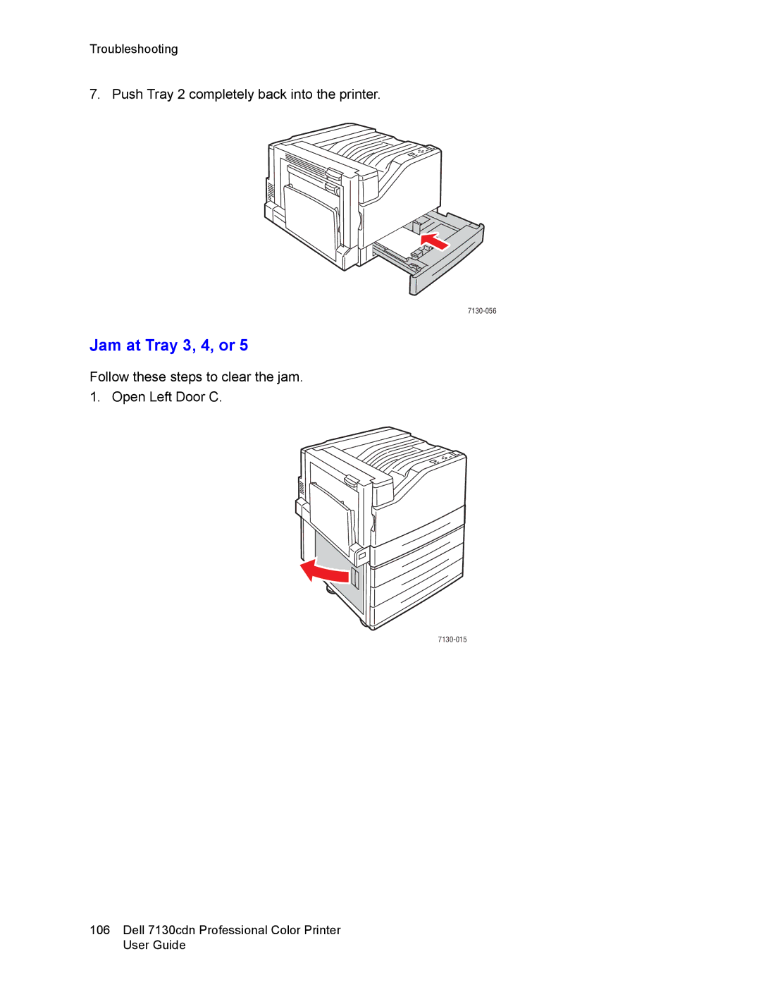 Dell 7130cdn manual Jam at Tray 3, 4, or 