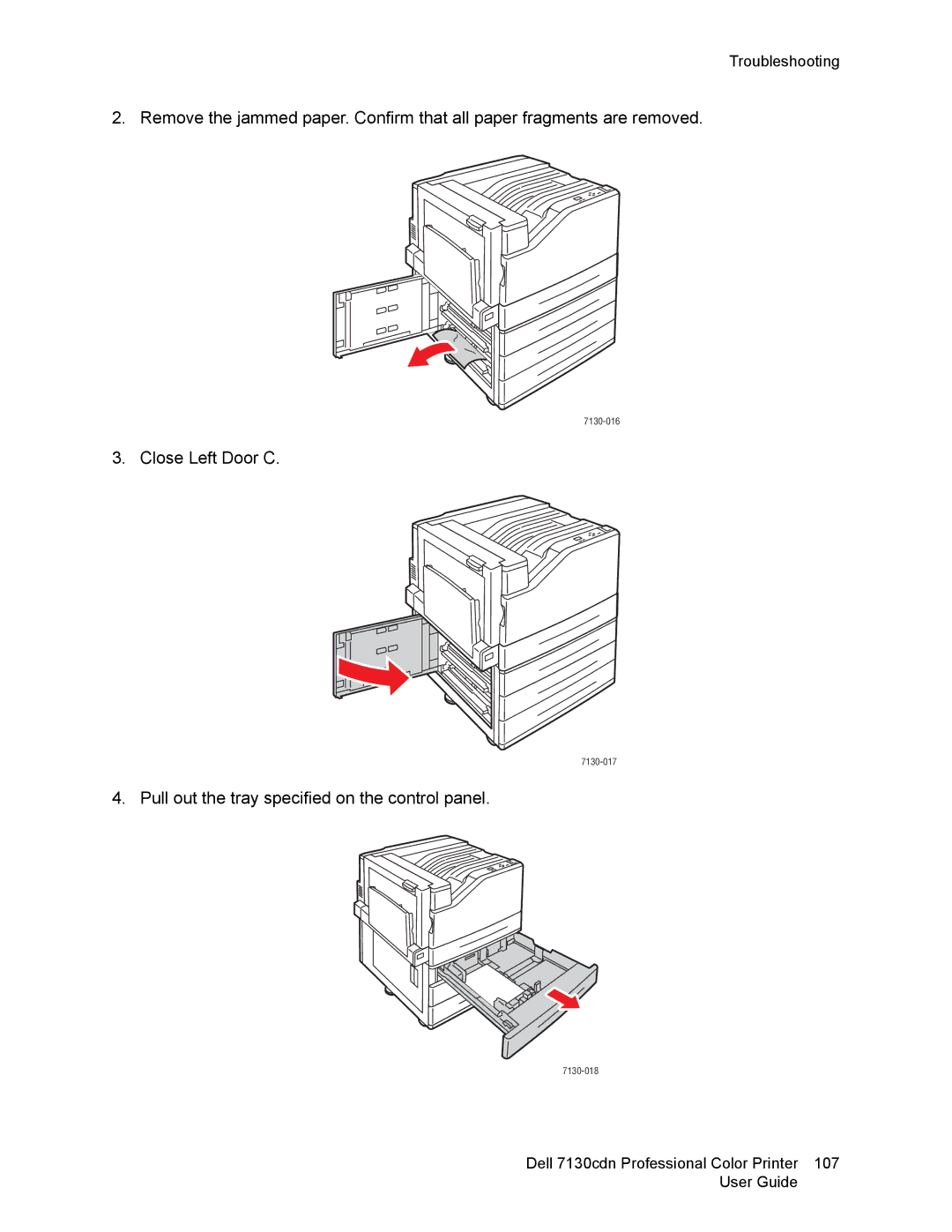 Dell 7130cdn manual Close Left Door C 