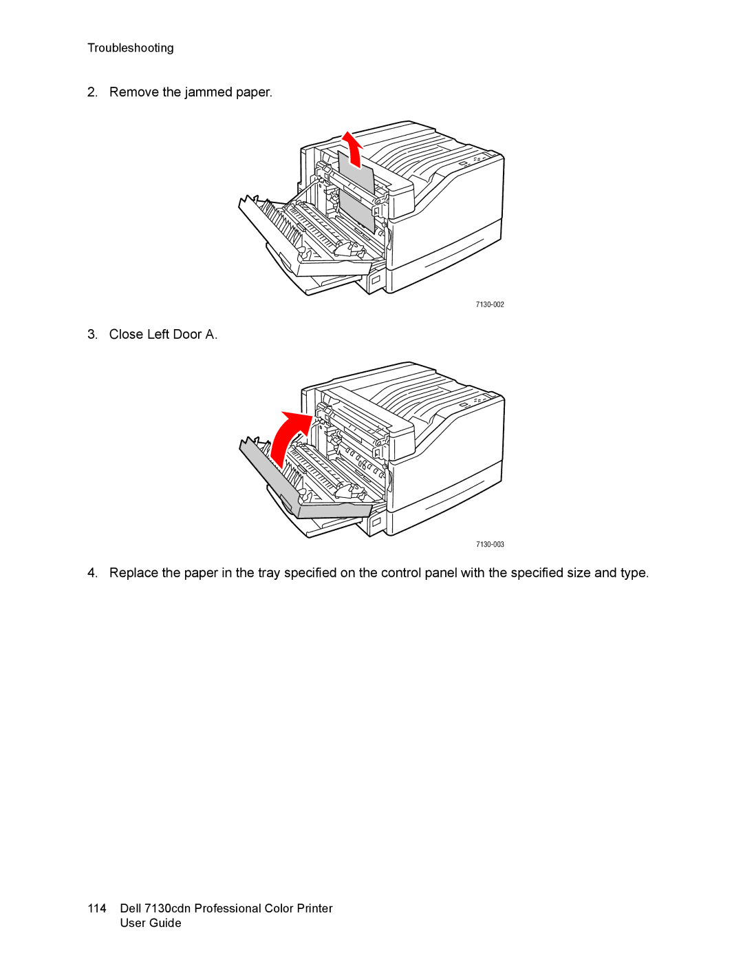 Dell 7130cdn manual Remove the jammed paper 