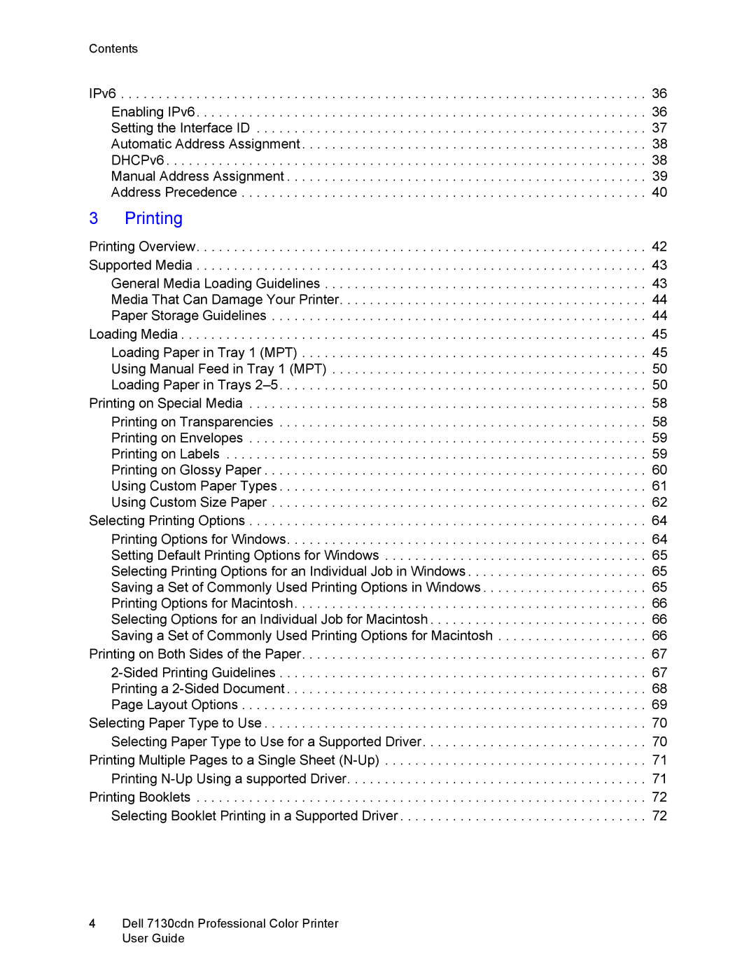 Dell 7130cdn manual Printing 