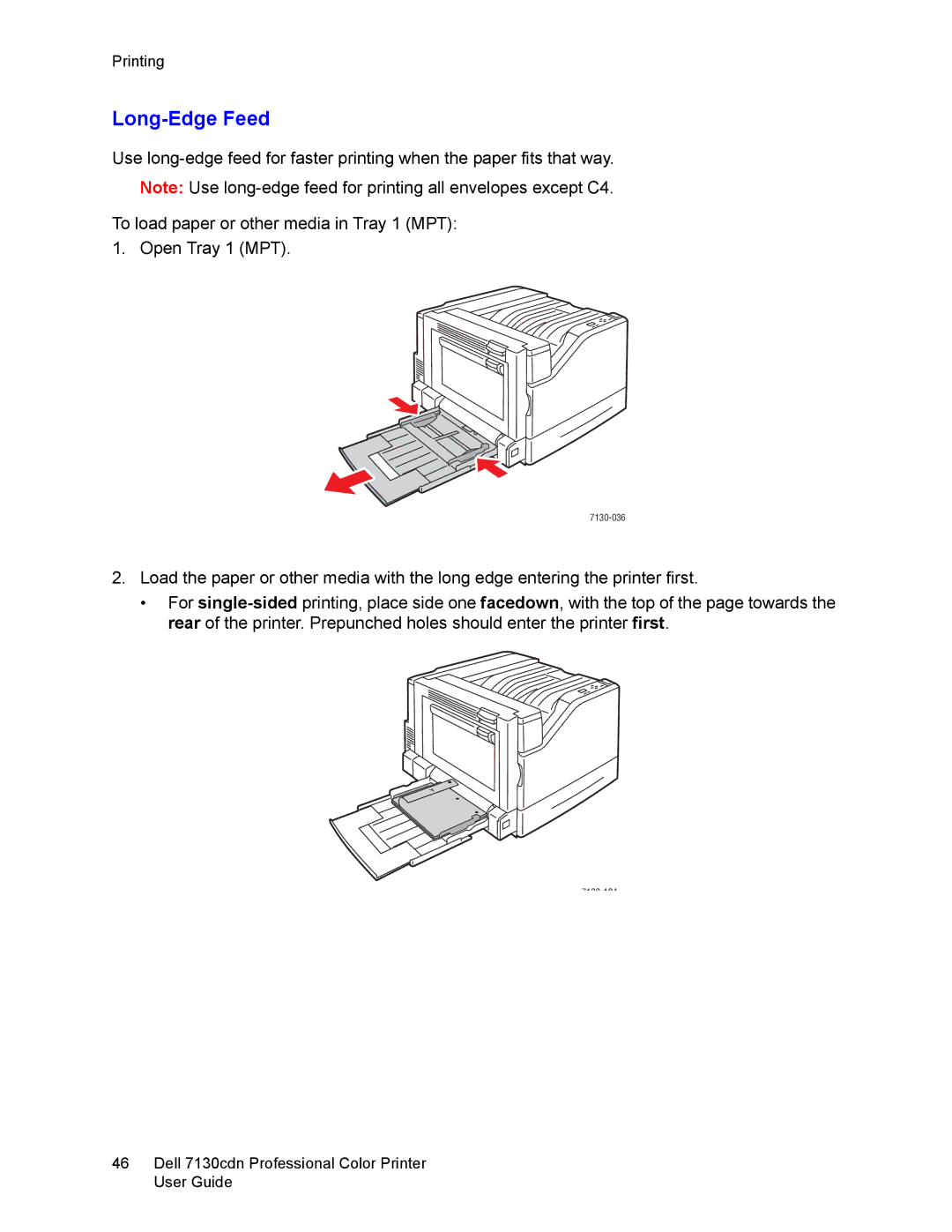 Dell 7130cdn manual Long-Edge Feed 