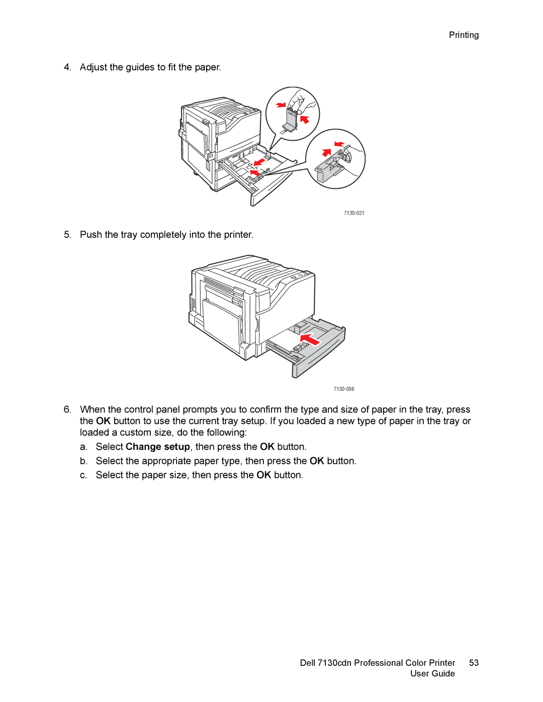 Dell 7130cdn manual Push the tray completely into the printer 