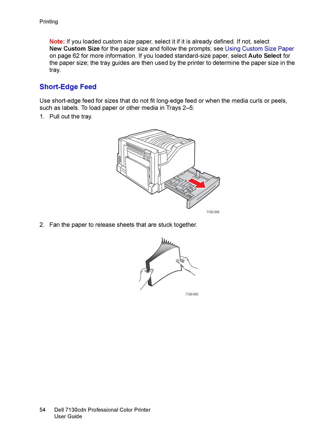 Dell 7130cdn manual Short-Edge Feed 