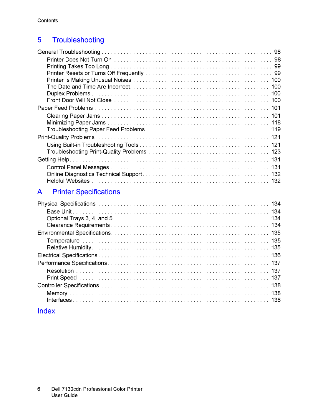 Dell 7130cdn manual Index 