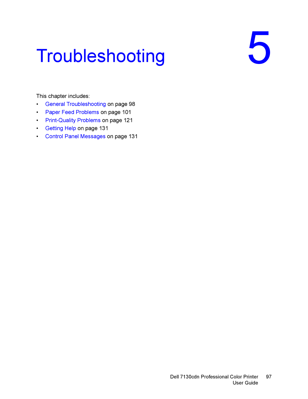 Dell 7130cdn manual Troubleshooting 