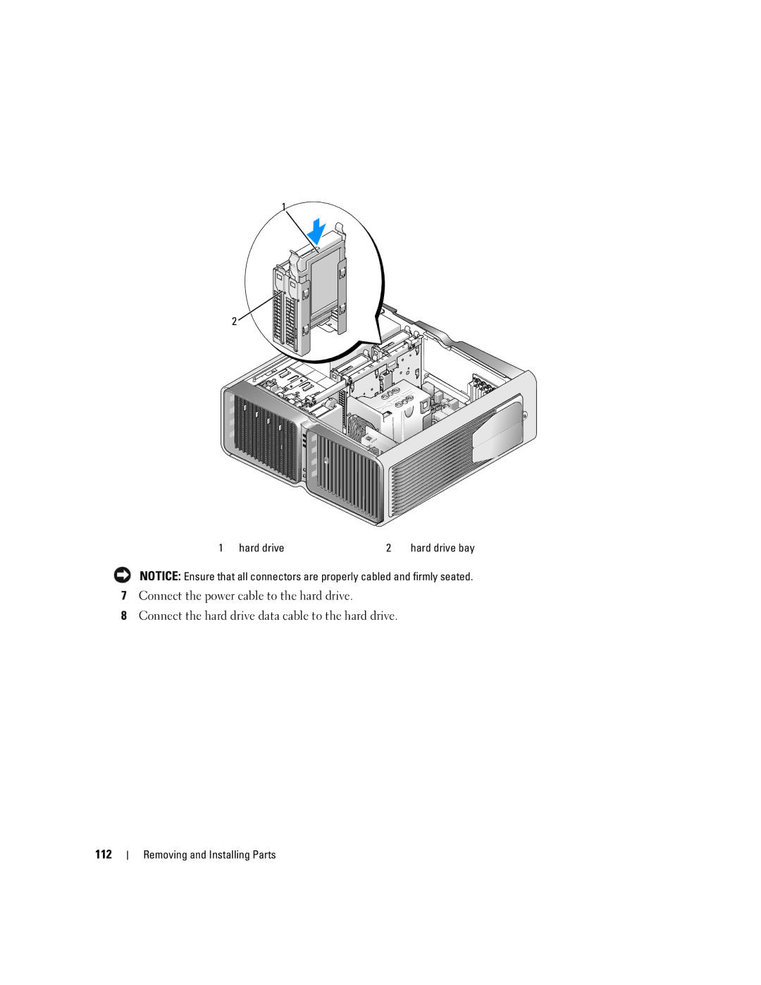 Dell XPS 720 owner manual 112, Hard drive2 hard drive bay 