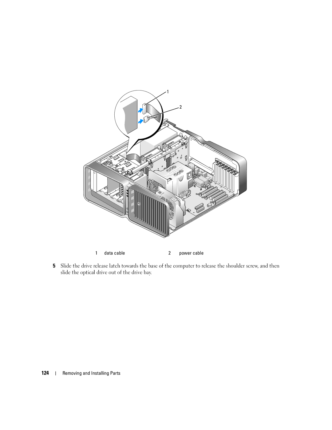 Dell XPS 720 owner manual 124, Data cable 