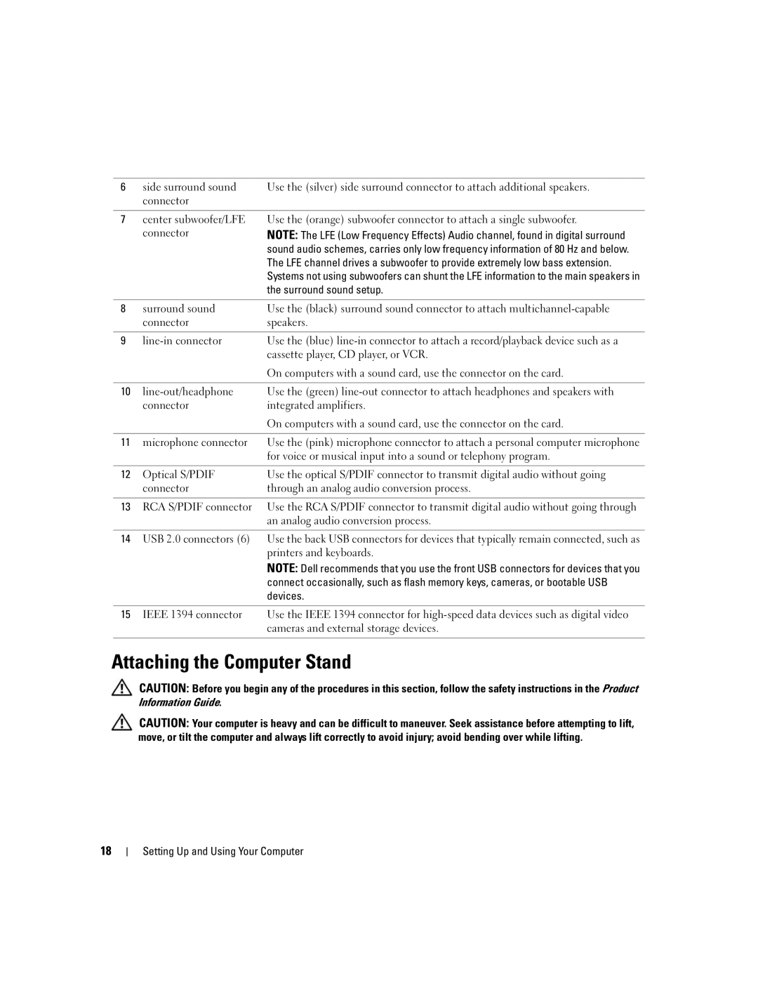 Dell XPS 720 owner manual Attaching the Computer Stand 