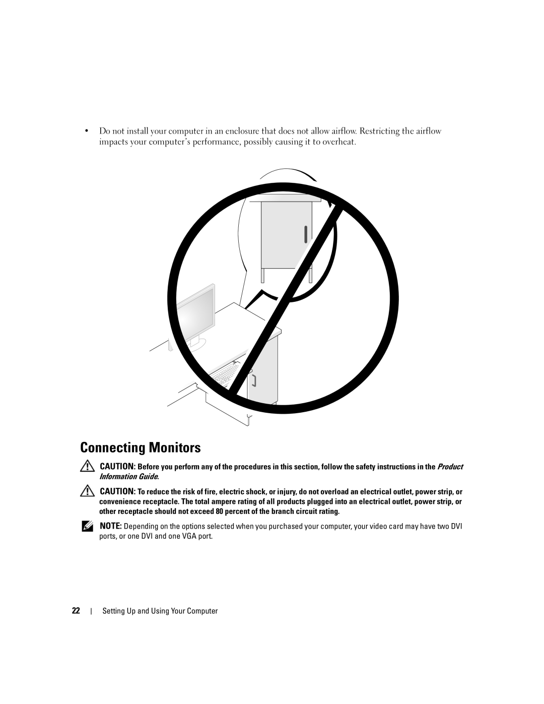 Dell XPS 720 owner manual Connecting Monitors 