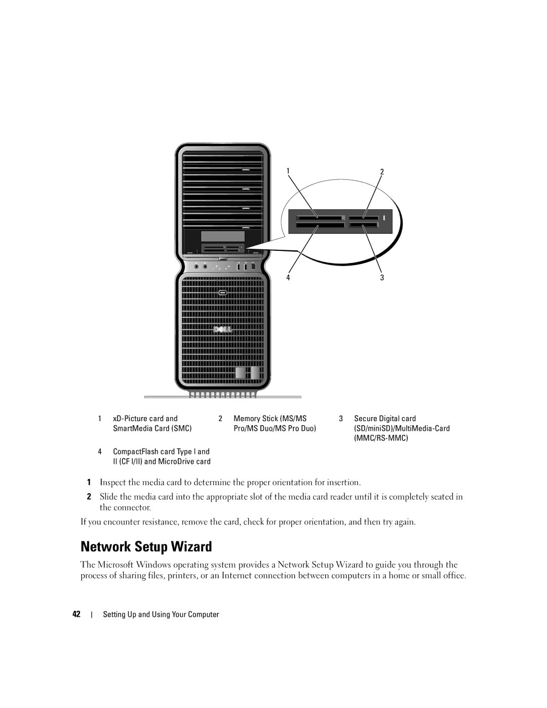 Dell XPS 720 owner manual Network Setup Wizard 