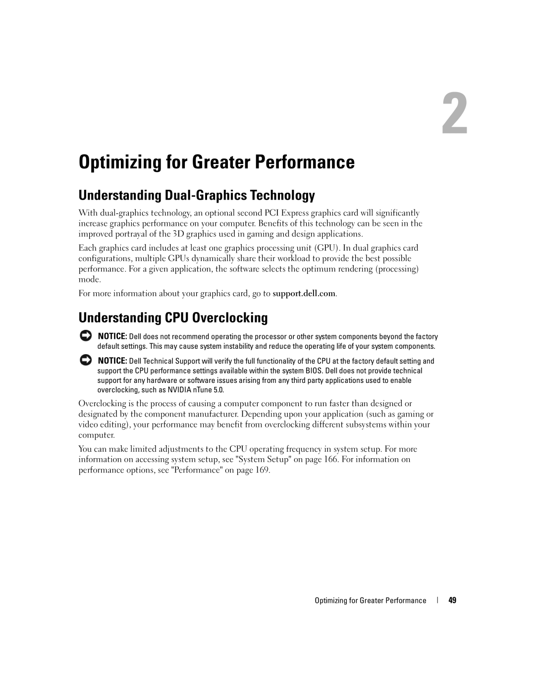 Dell XPS 720 Understanding Dual-Graphics Technology, Understanding CPU Overclocking, Optimizing for Greater Performance 