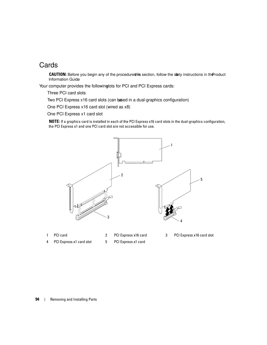 Dell XPS 720 owner manual Cards 