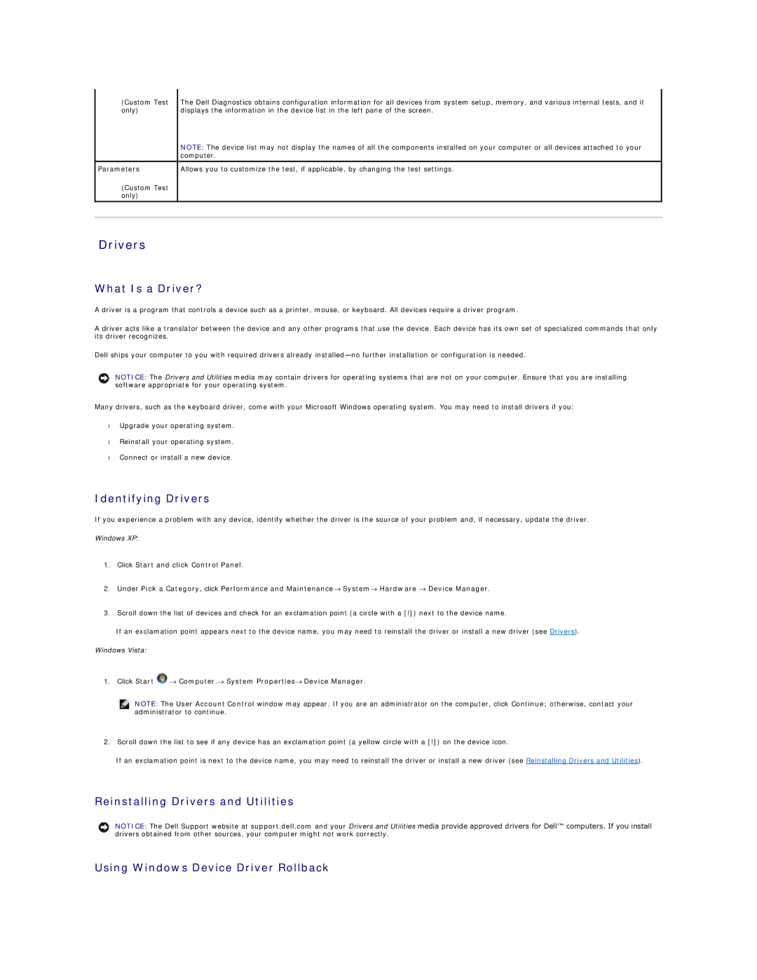 Dell 720H2C appendix What Is a Driver?, Identifying Drivers, Click Start → Computer.→ System Properties→ Device Manager 