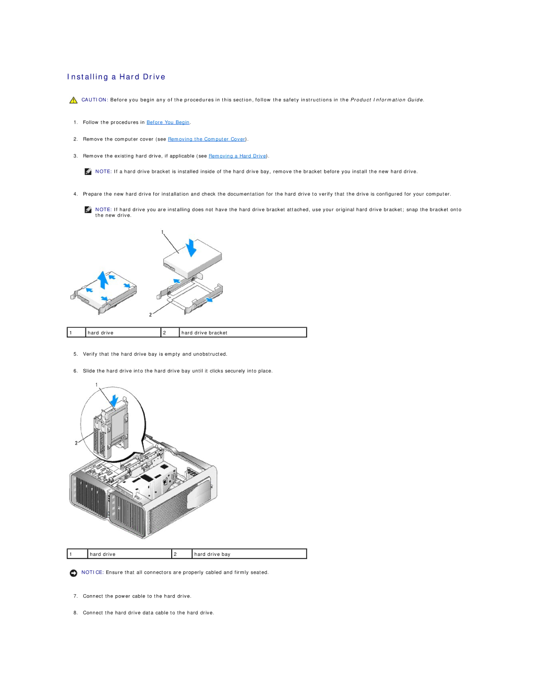 Dell 720H2C appendix Installing a Hard Drive 