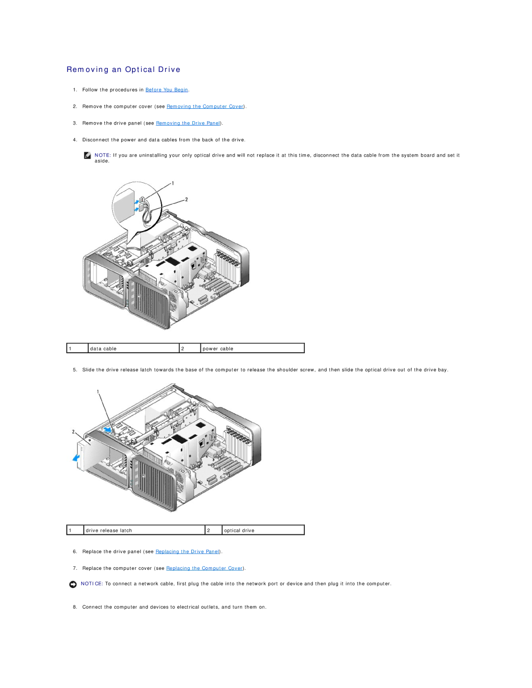 Dell 720H2C appendix Removing an Optical Drive 