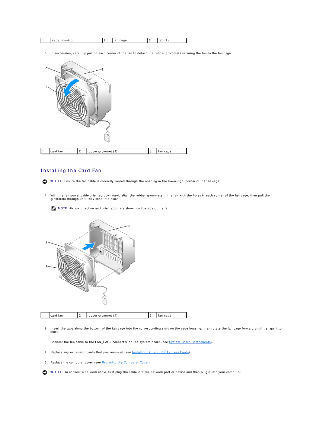 Dell 720H2C appendix Installing the Card Fan 